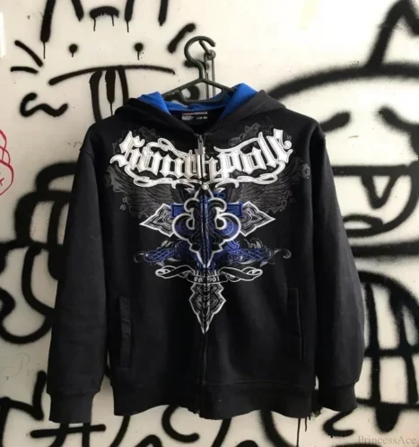 Grunge Zip Up Sweatshirt black 3 / M