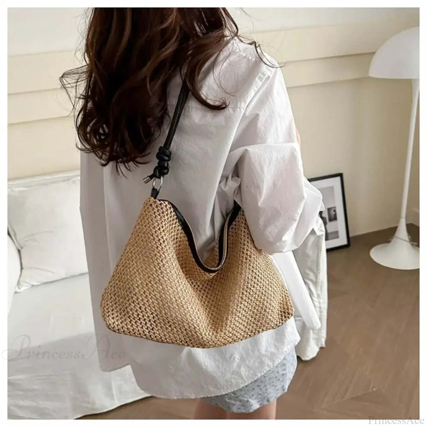 Handmade Braid Straw Beach Shoulder Bag shoulder-250126