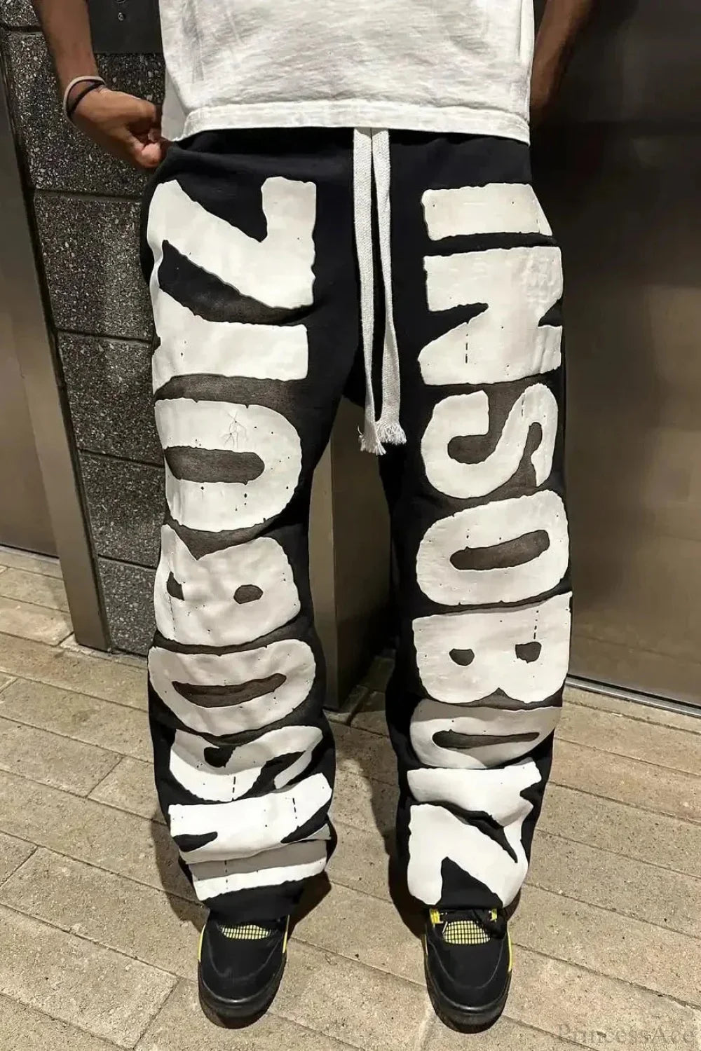 Harajuku Mysterious Letter Patch Pant XXL / Black1