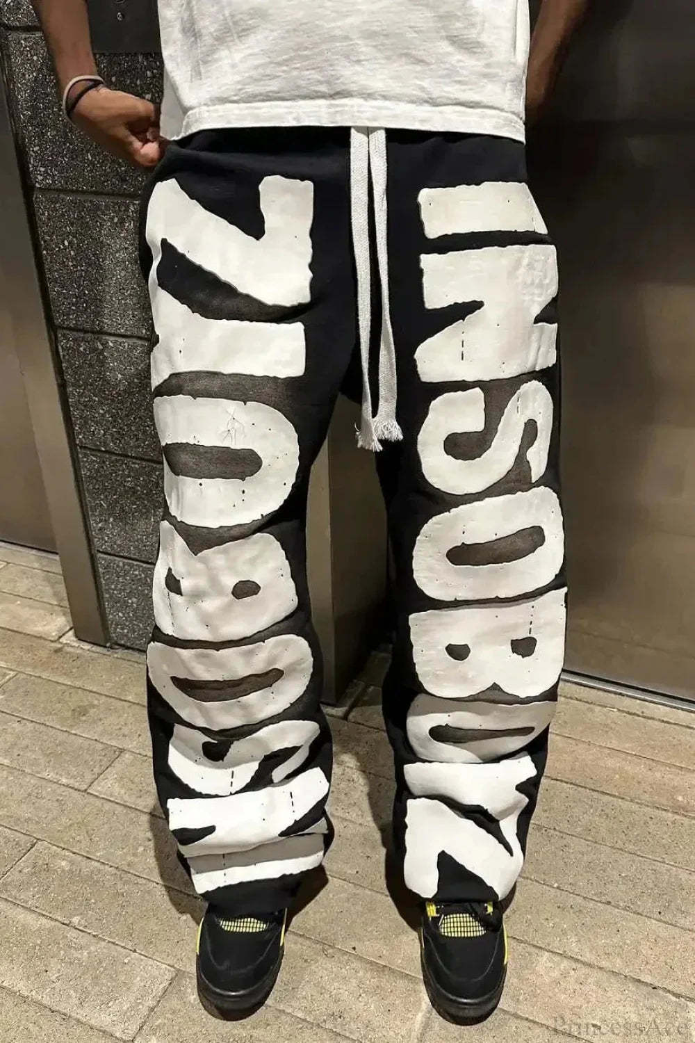 Harajuku Mysterious Letter Patch Pant XXL / Black1