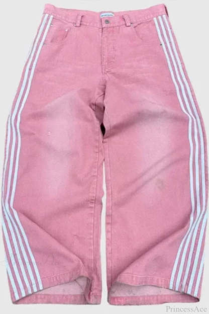 Harajuku Mysterious Letter Patch Pant XXL / Pink1