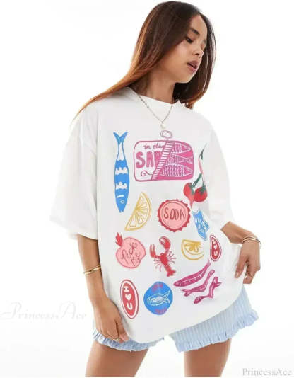 Harajuku Passionate Logo Graphic T-shirt white8 / S t-shirt-250223