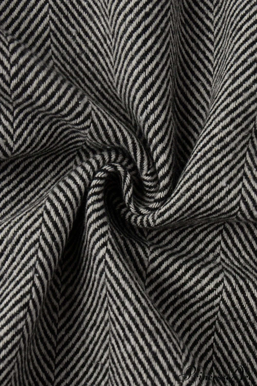 Herringbone Stand Collar Zip Pocket Coat