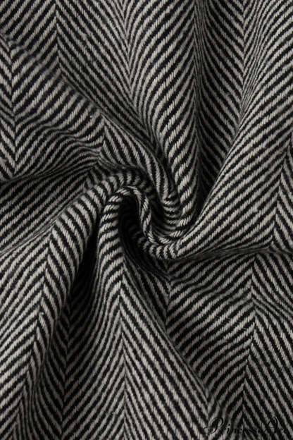 Herringbone Stand Collar Zip Pocket Coat