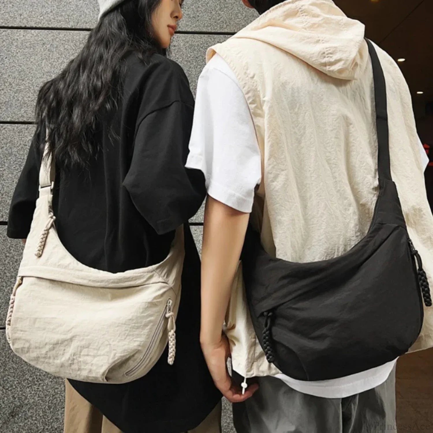 High Capacity Nylon Crossbody Messenger Beige crossbody-250126