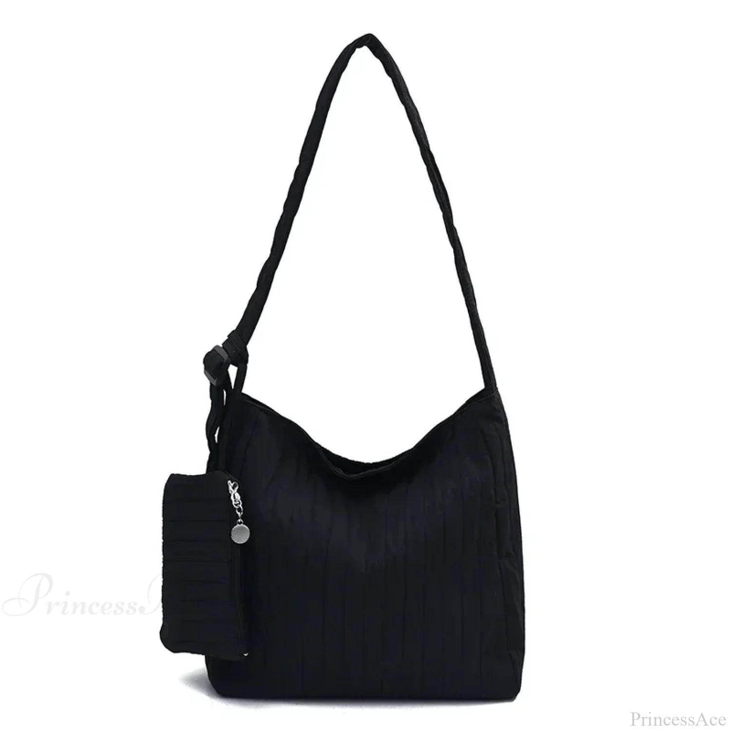 High-Quality Nylon Pleated Zipper Crossbody Black crossbody-250126