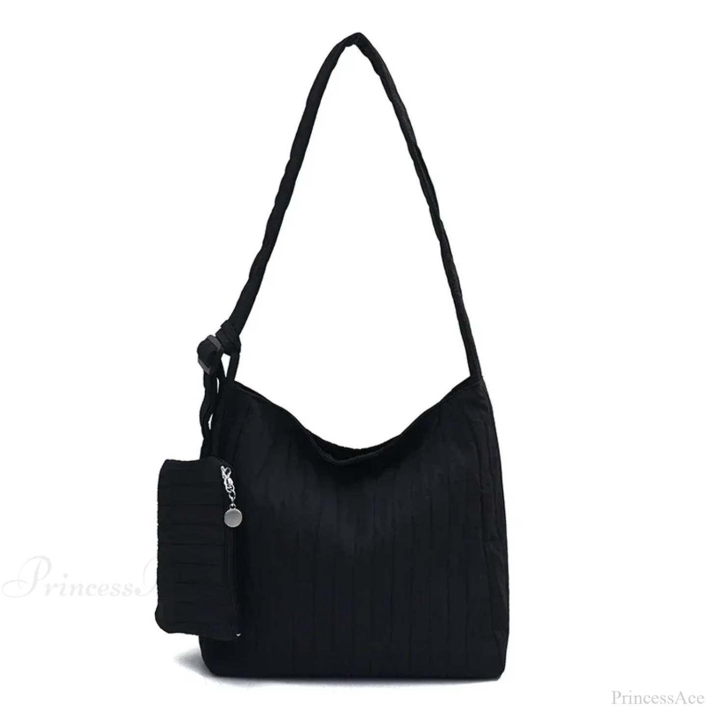 High-Quality Nylon Pleated Zipper Crossbody Black crossbody-250126
