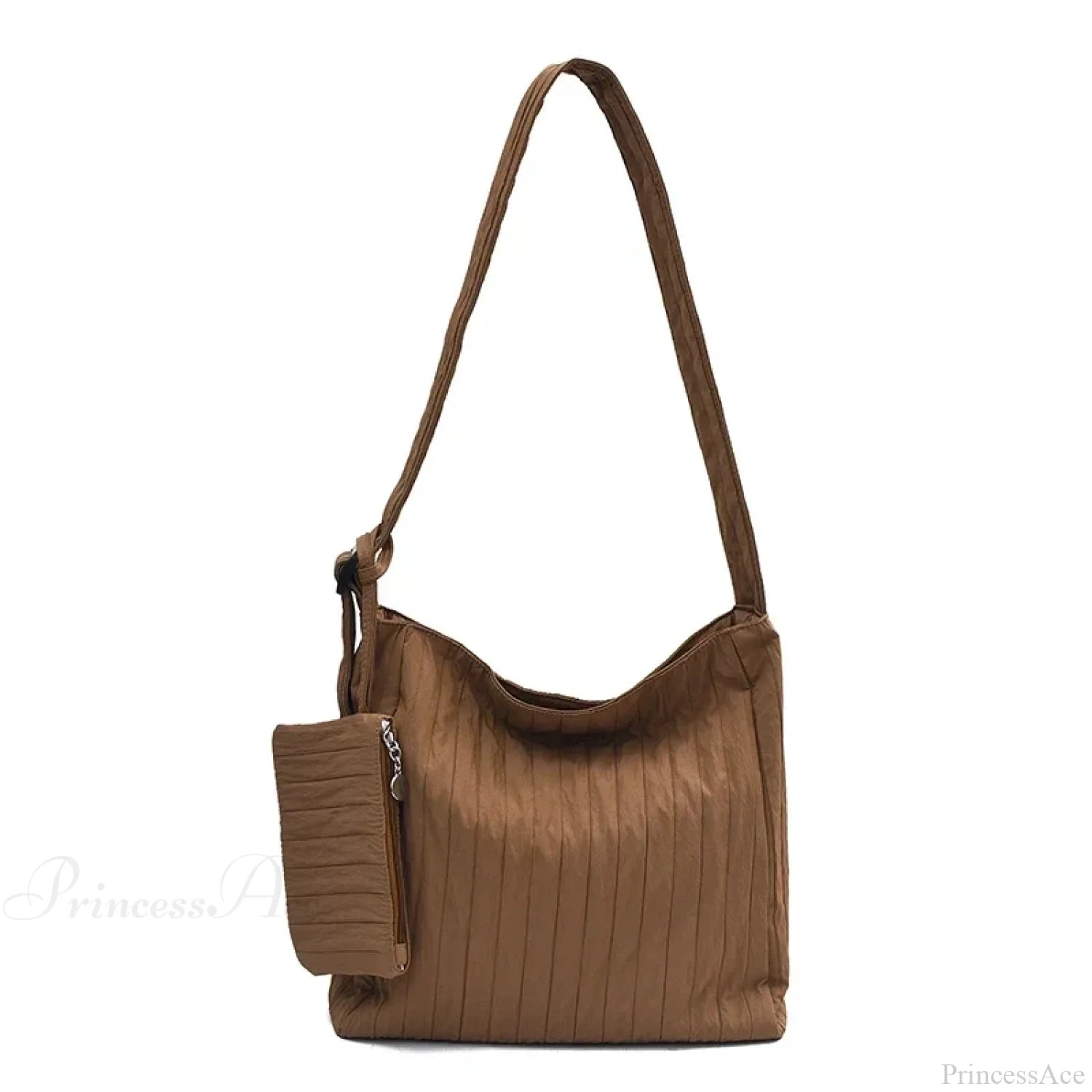 High-Quality Nylon Pleated Zipper Crossbody Coffee crossbody-250126