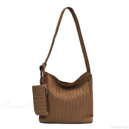 High-Quality Nylon Pleated Zipper Crossbody Coffee crossbody-250126