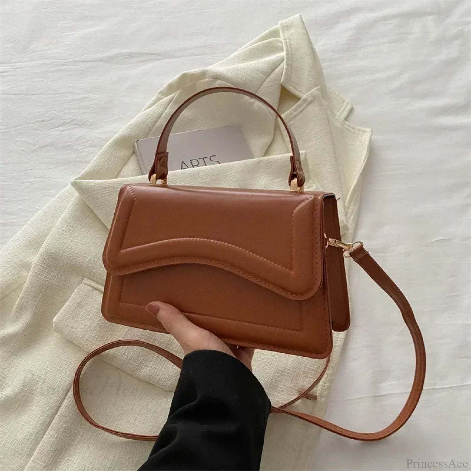 High-Quality PU Leather Small Crossbody Brown crossbody-250126