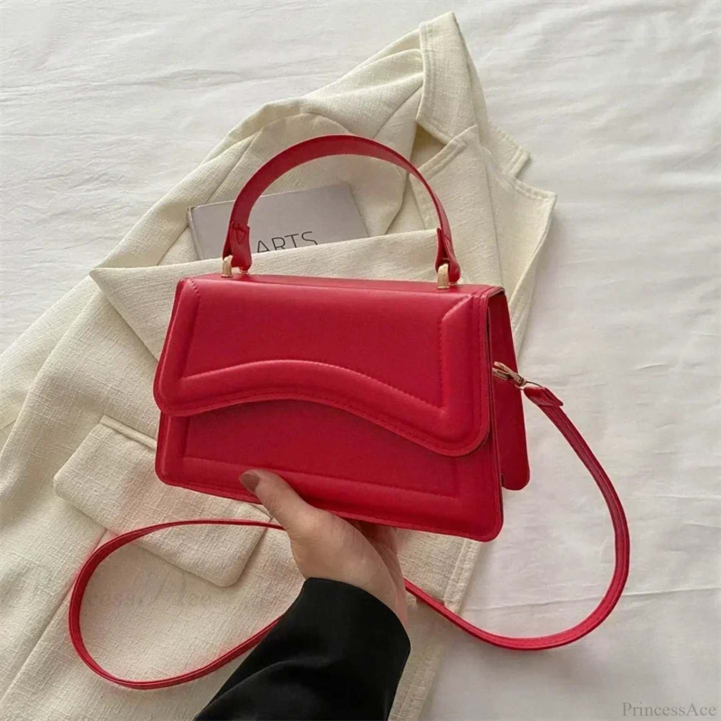 High-Quality PU Leather Small Crossbody RoseRed crossbody-250126