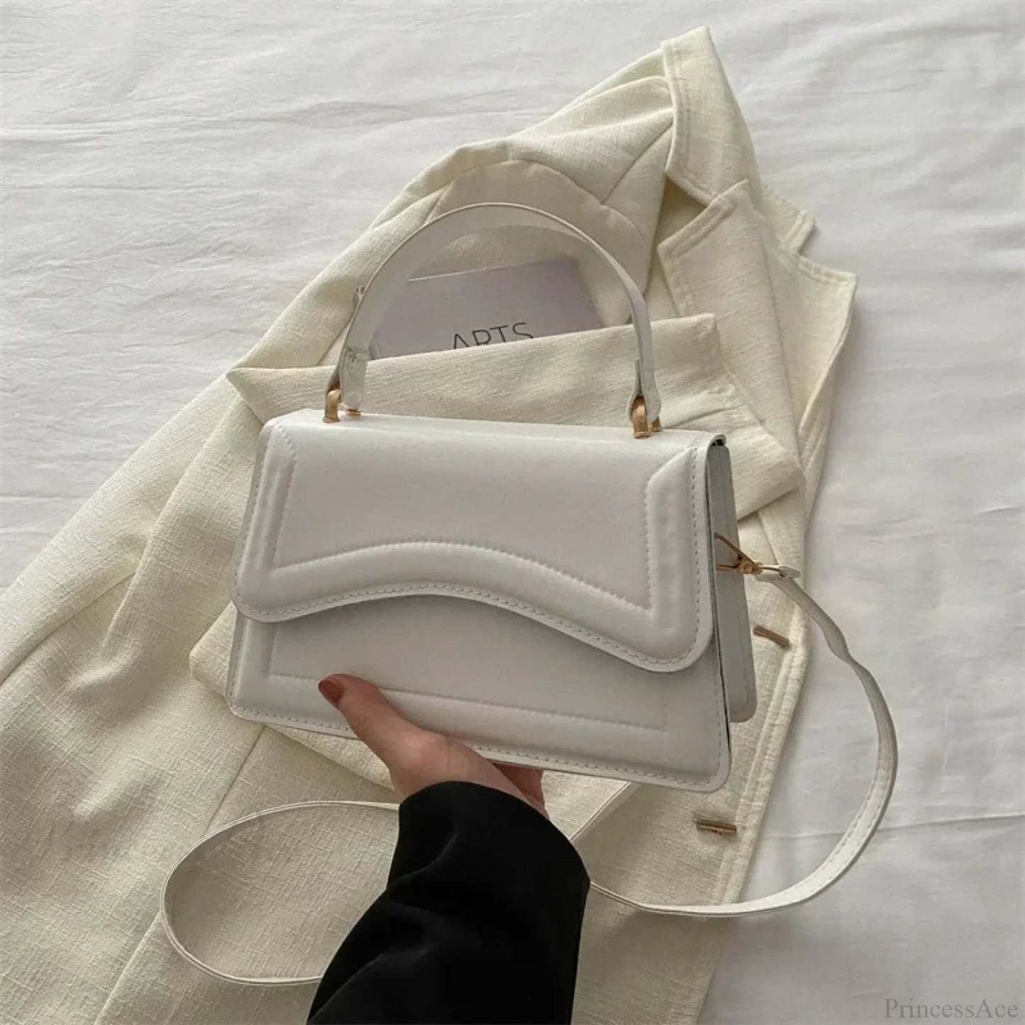 High-Quality PU Leather Small Crossbody White crossbody-250126