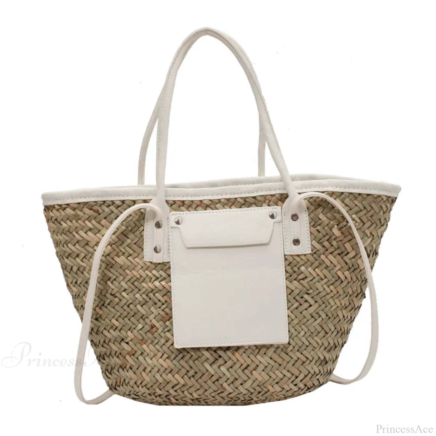 High Quality Straw Summer Tote Beach Handbag WHITE / 40X13X25CM handbag-250126