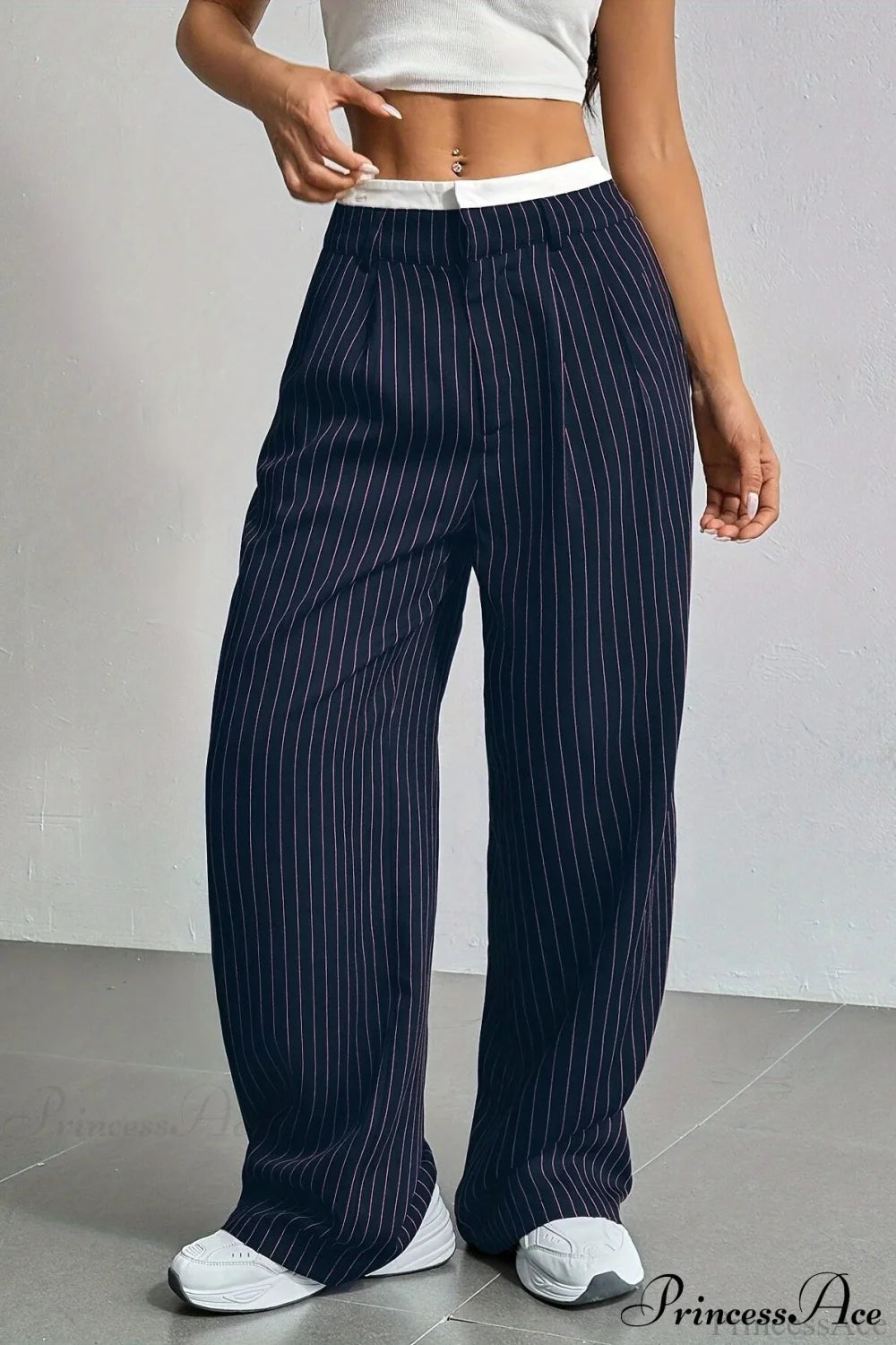 High Waist Patchwork Drapey Straight Leg Pants