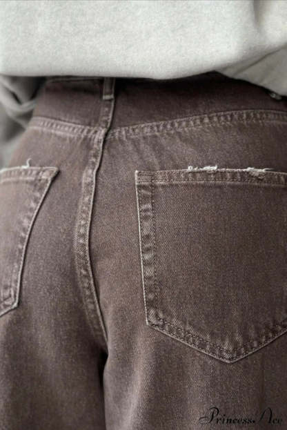 High Waisted Brown Straight Leg Jeans