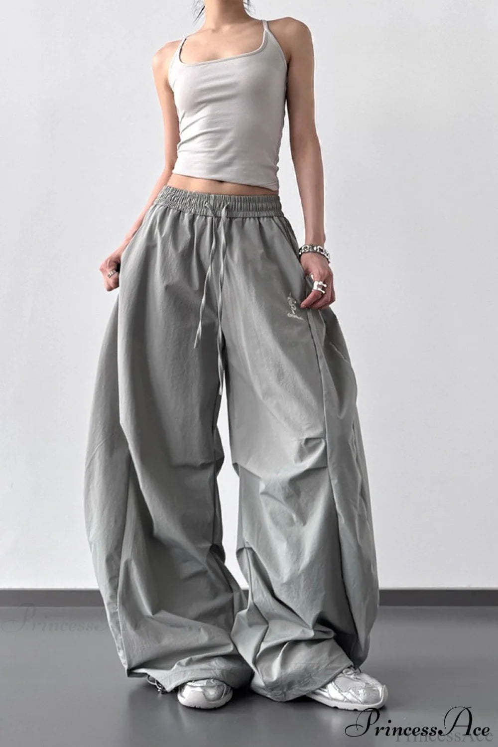 High-Waisted Loose Wide-Leg Cargo Pants