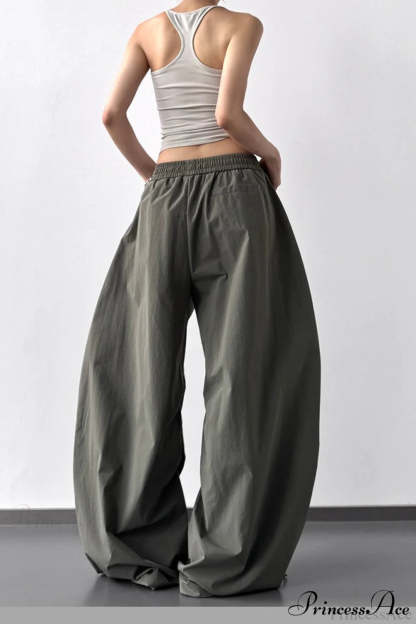 High-Waisted Loose Wide-Leg Cargo Pants