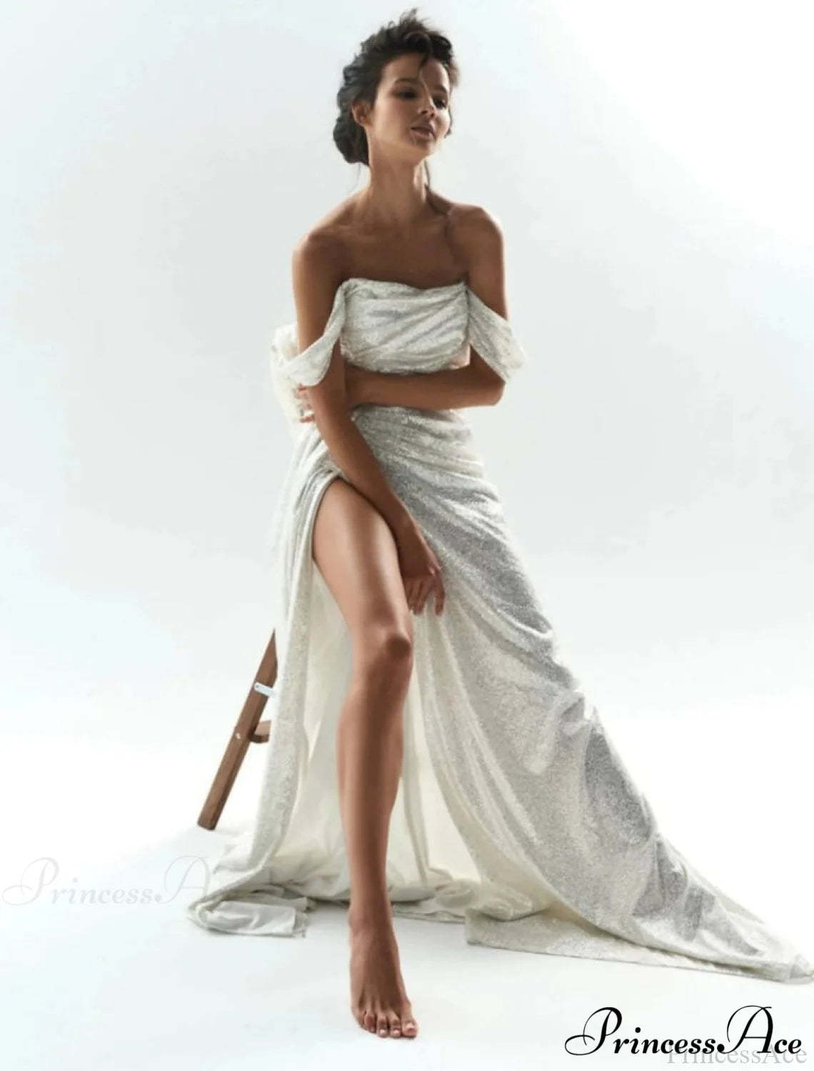 Kaliyah Formal High Charming Slit Lurex Dress S.o. Long Dresses