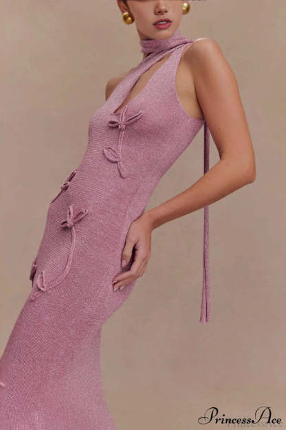 Knit Floral Ruffle Maxi Dress