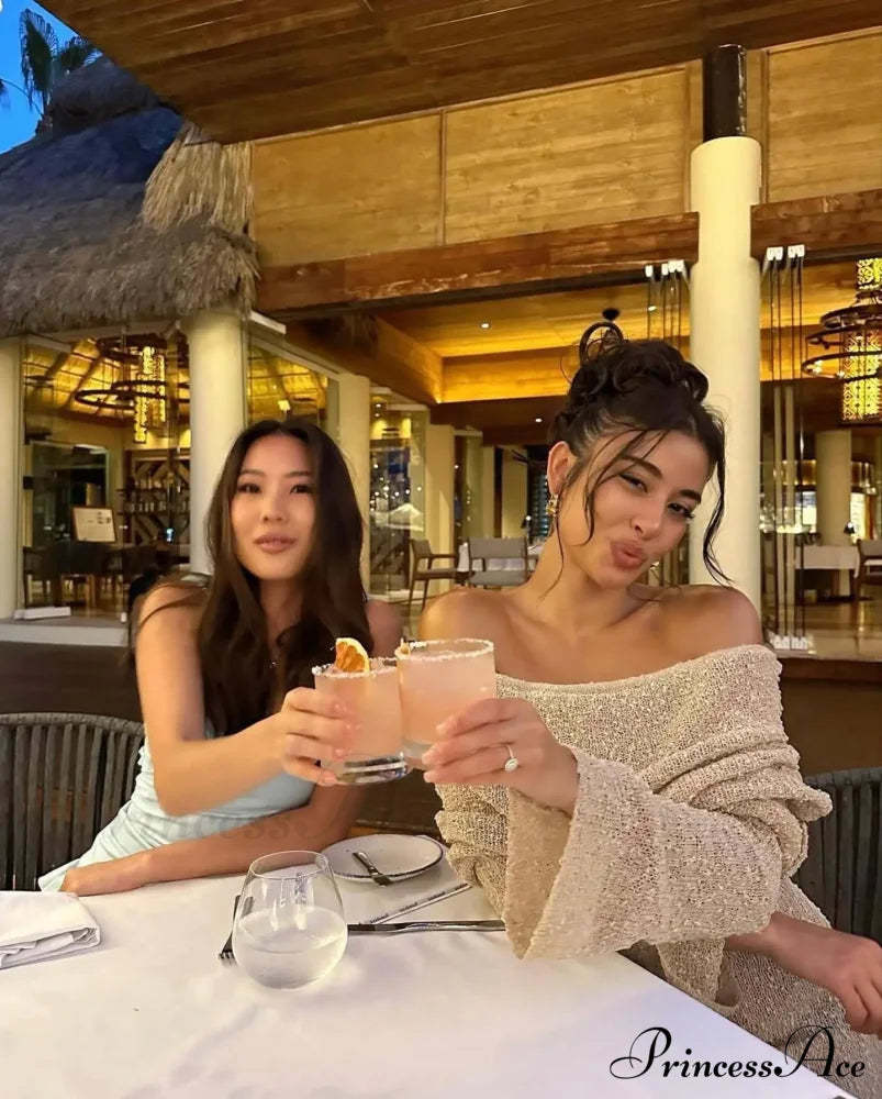 Knit Off-Shoulder Long Charming Sleeve Maxi Dress