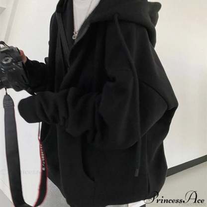 Korean Version Oversized Solid Color Hoodies Black / S Sweatshirts & Hoodies-L