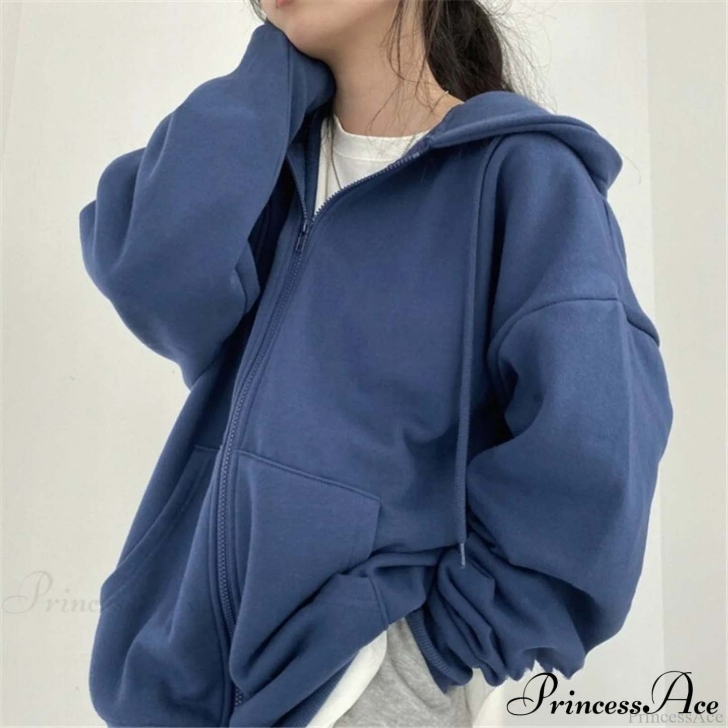 Korean Version Oversized Solid Color Hoodies Blue / S Sweatshirts & Hoodies-L