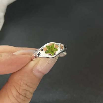 Kpop Dark Geometric Gothic Star Ring color11