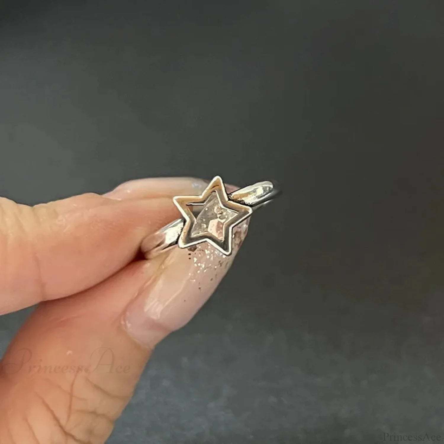 Kpop Dark Geometric Gothic Star Ring color16