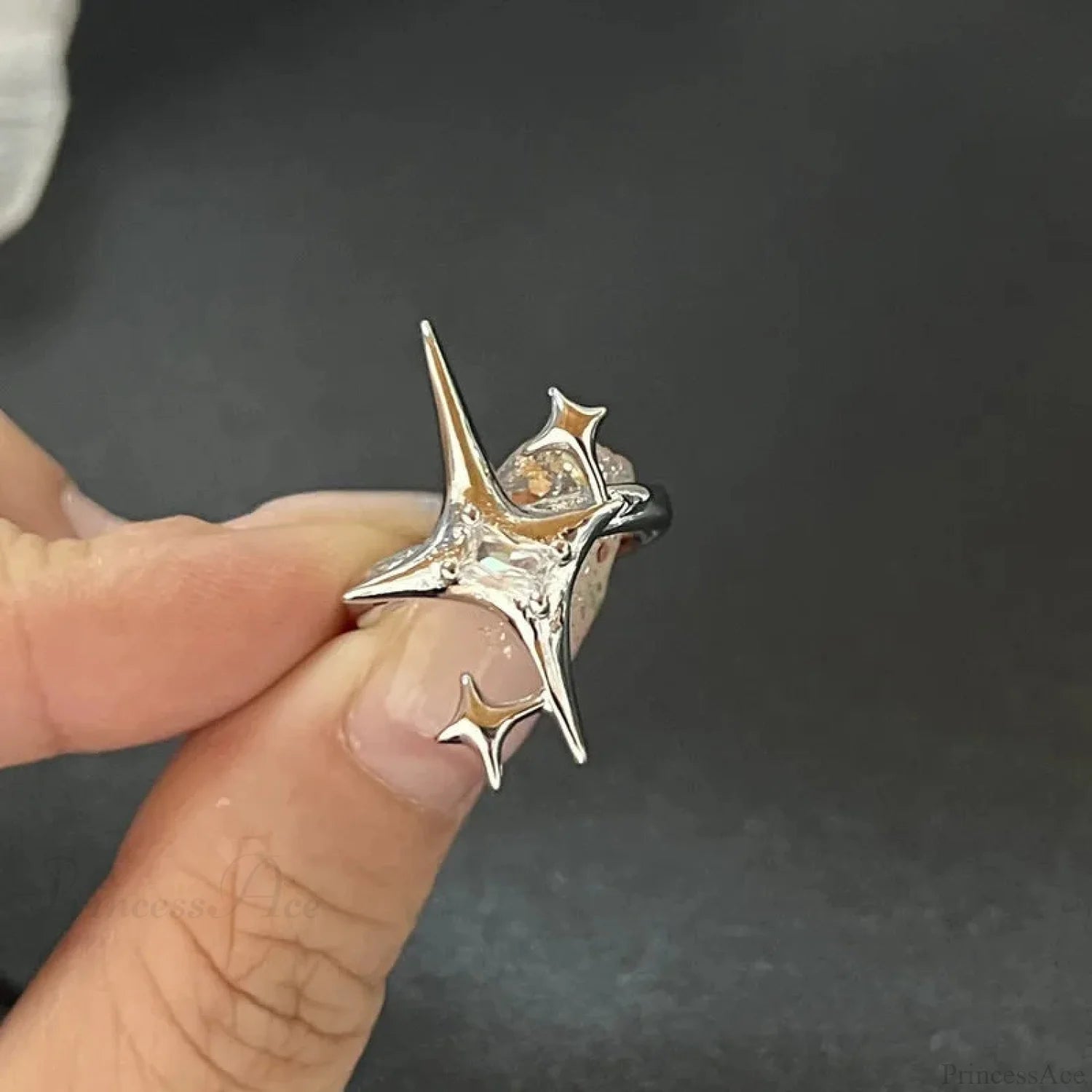 Kpop Dark Geometric Gothic Star Ring color4