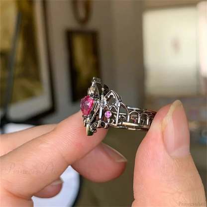 Kpop Y2K Crystal Heart Changeable Gothic Ring