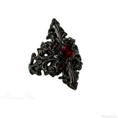 Kpop Y2K Crystal Heart Changeable Gothic Ring black