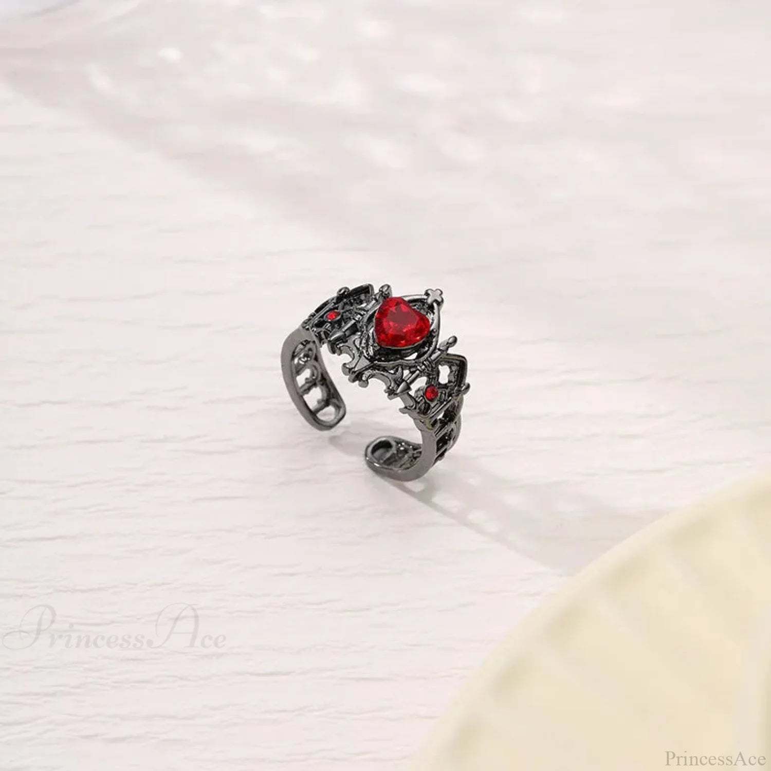 Kpop Y2K Crystal Heart Changeable Gothic Ring Red