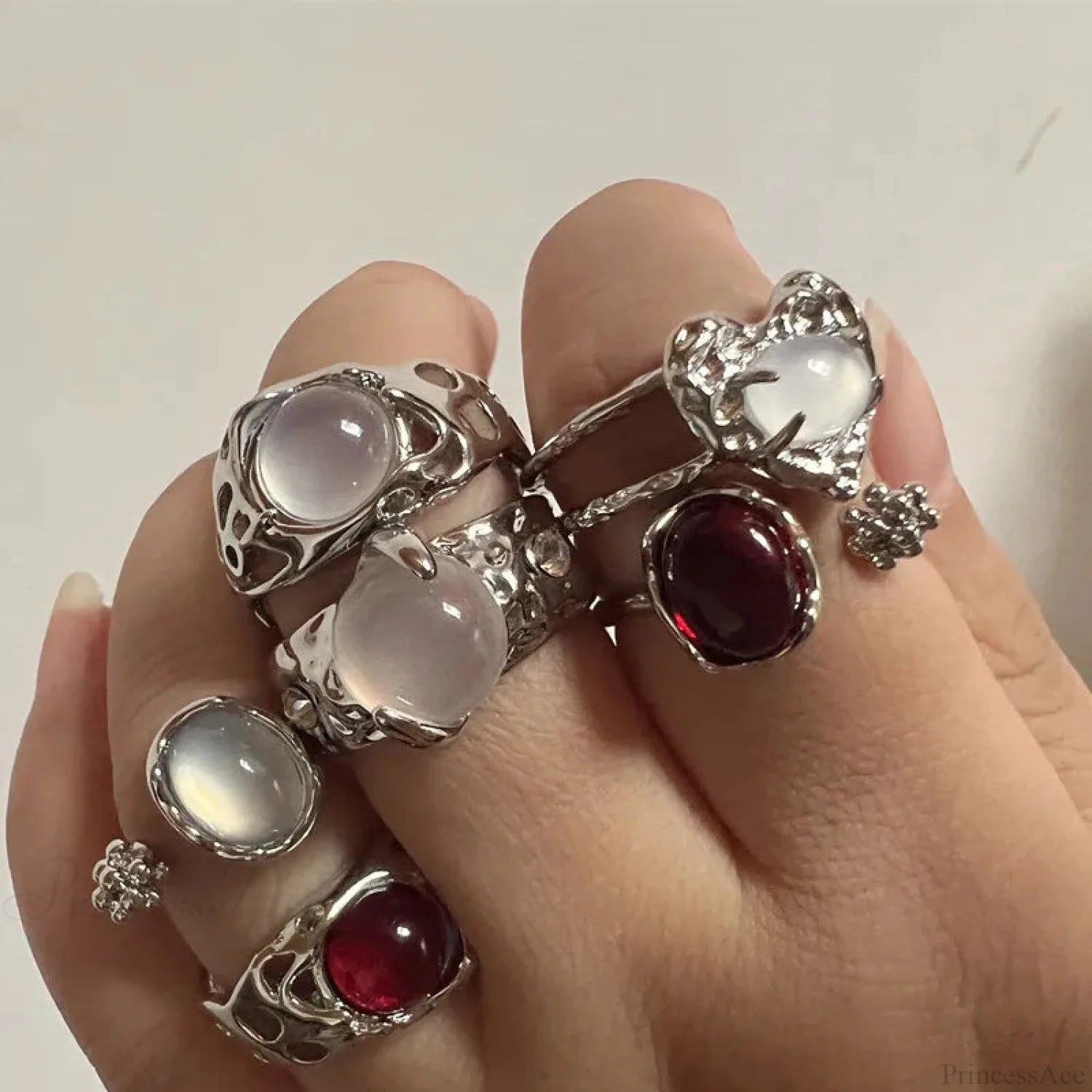 Kpop Y2K Crystal Star Gothic Ring