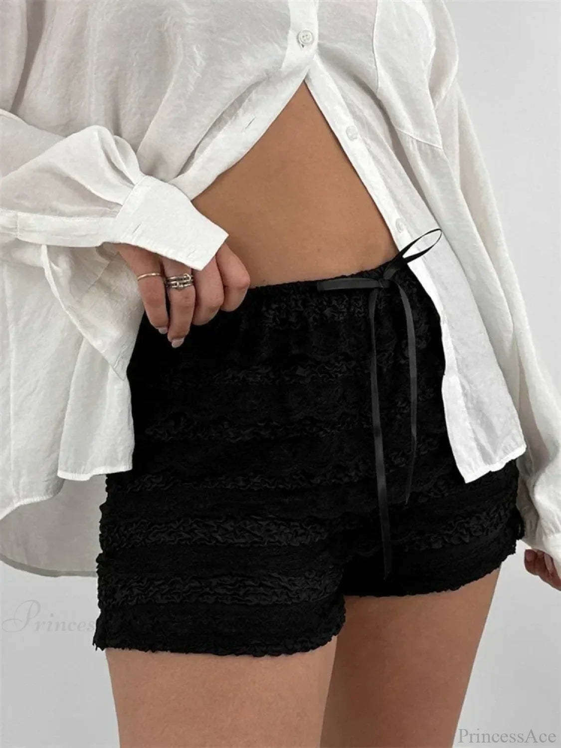 Lace Bow Patchwork Bloomer Short short-250223