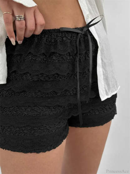Lace Bow Patchwork Bloomer Short short-250223