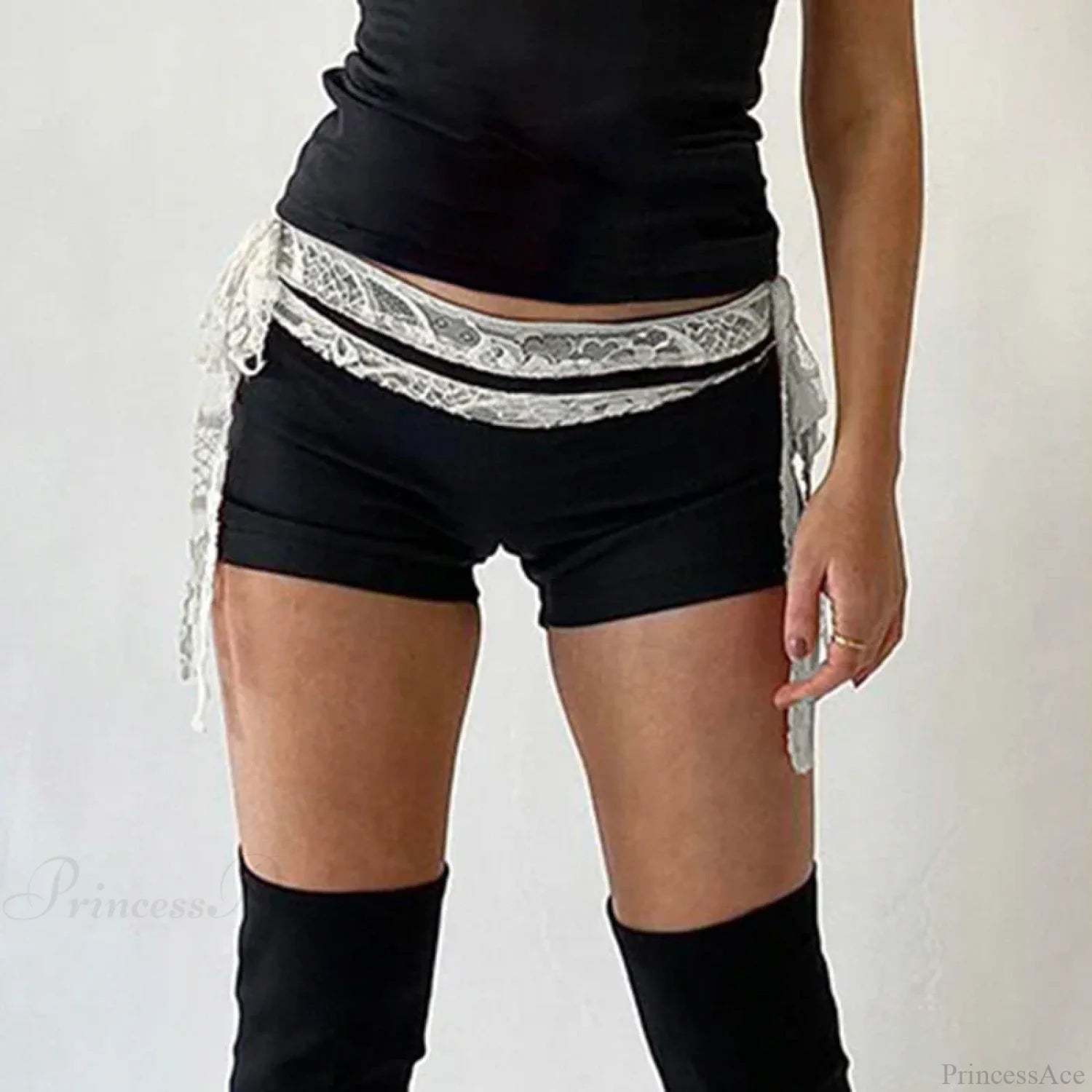 Lace Patchwork Low Waist Short