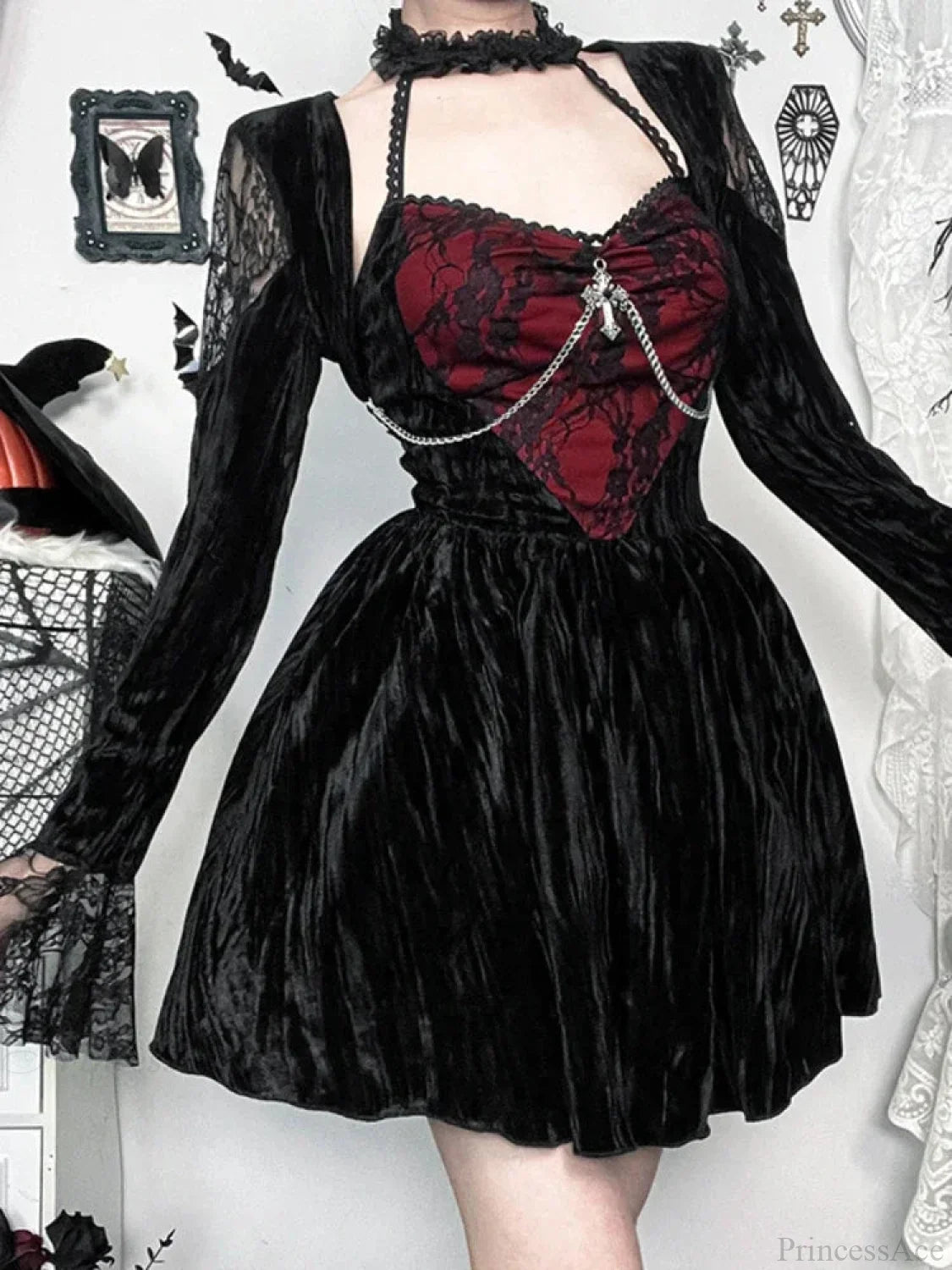 Lace Patchwork Square Mini Dress