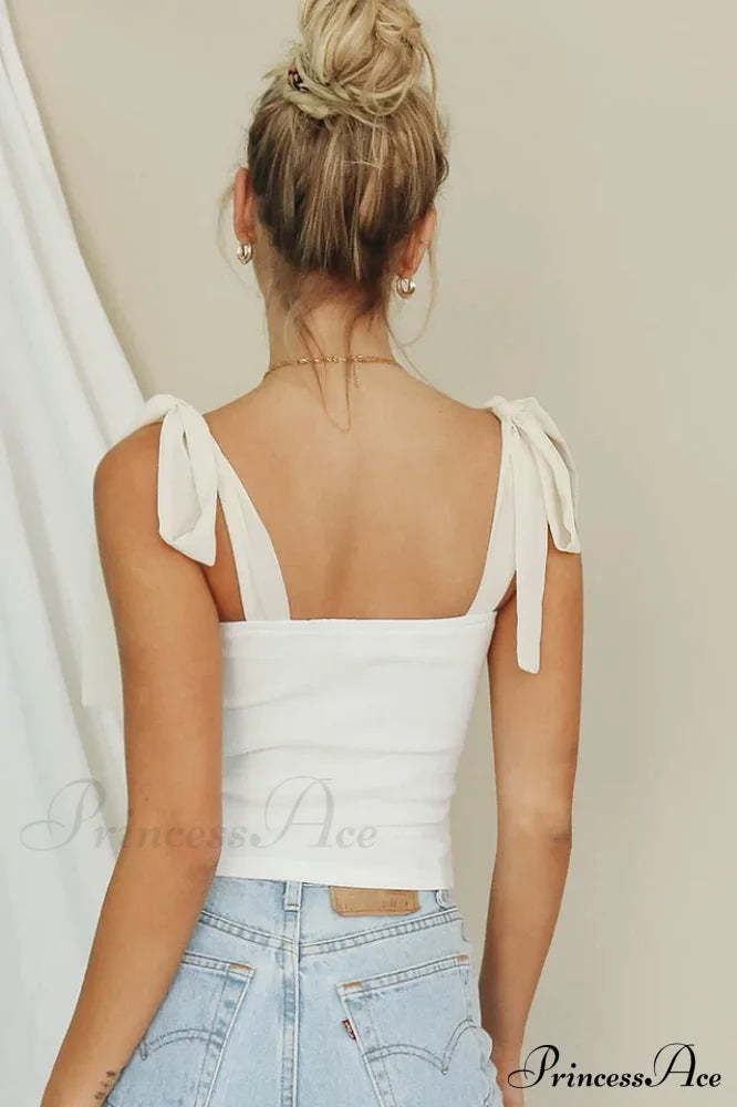 Lace Up Stylish White Tank Top