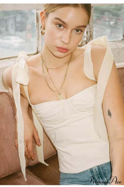 Lace Up Stylish White Tank Top