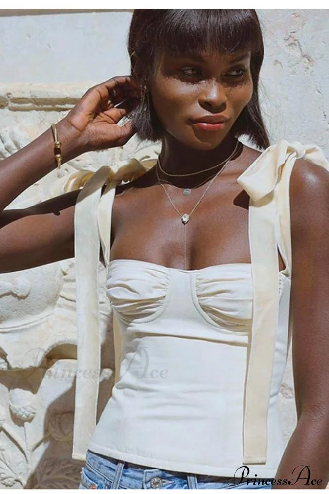 Lace Up Stylish White Tank Top