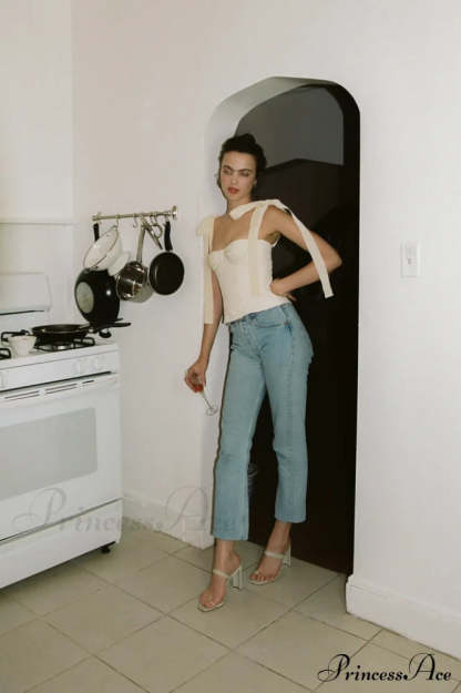 Lace Up Stylish White Tank Top