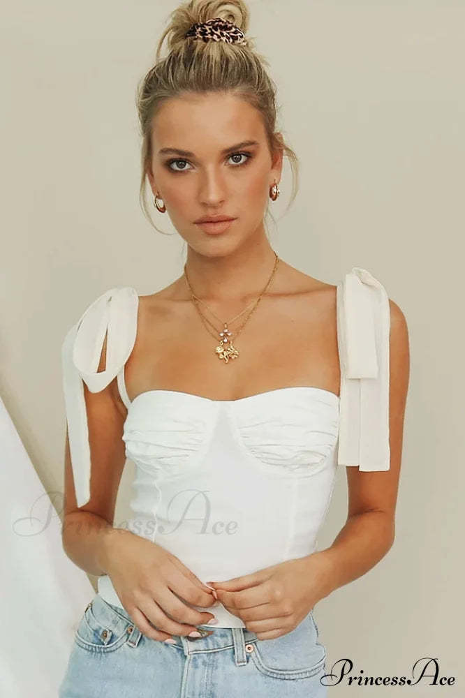 Lace Up White Tank Top - Dress In Beauty