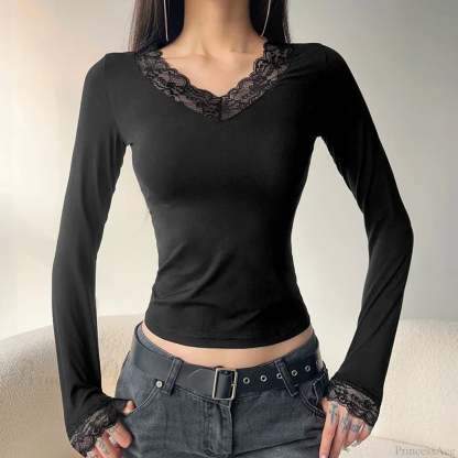 Lace V-neck Knit Top