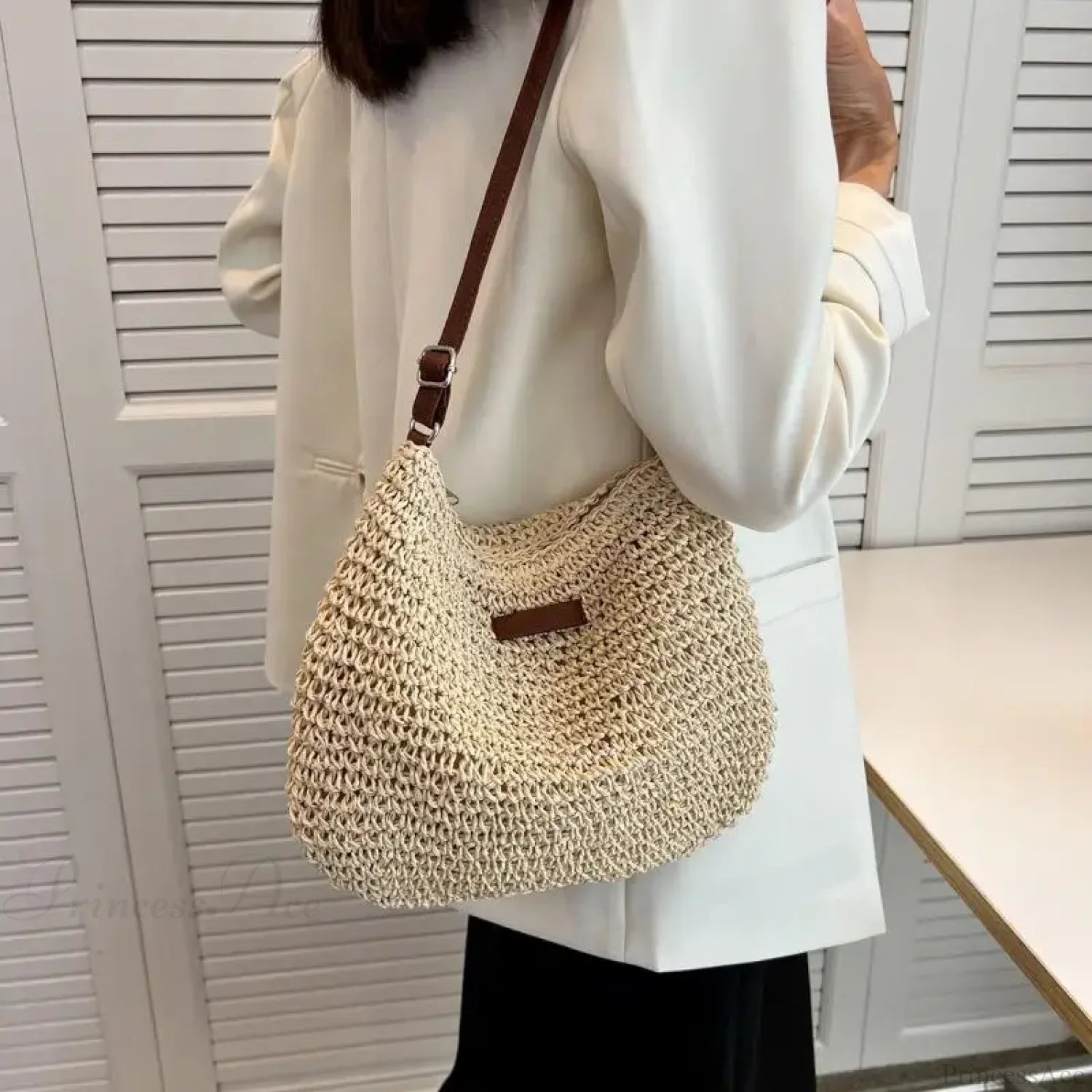 Ladies Summer Straw Crossbody Shoulder Bag shoulder-250126