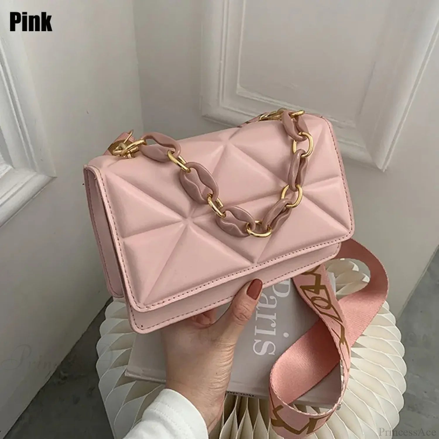 Large Capacity PU Leather Casual Crossbody Pink crossbody-250126
