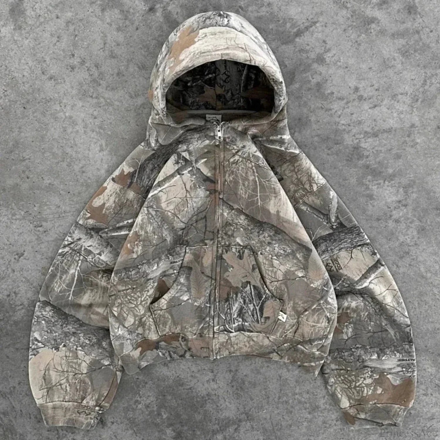 Leaf Camouflage Loose Sweatshirt Hoodie grey 1 / M
