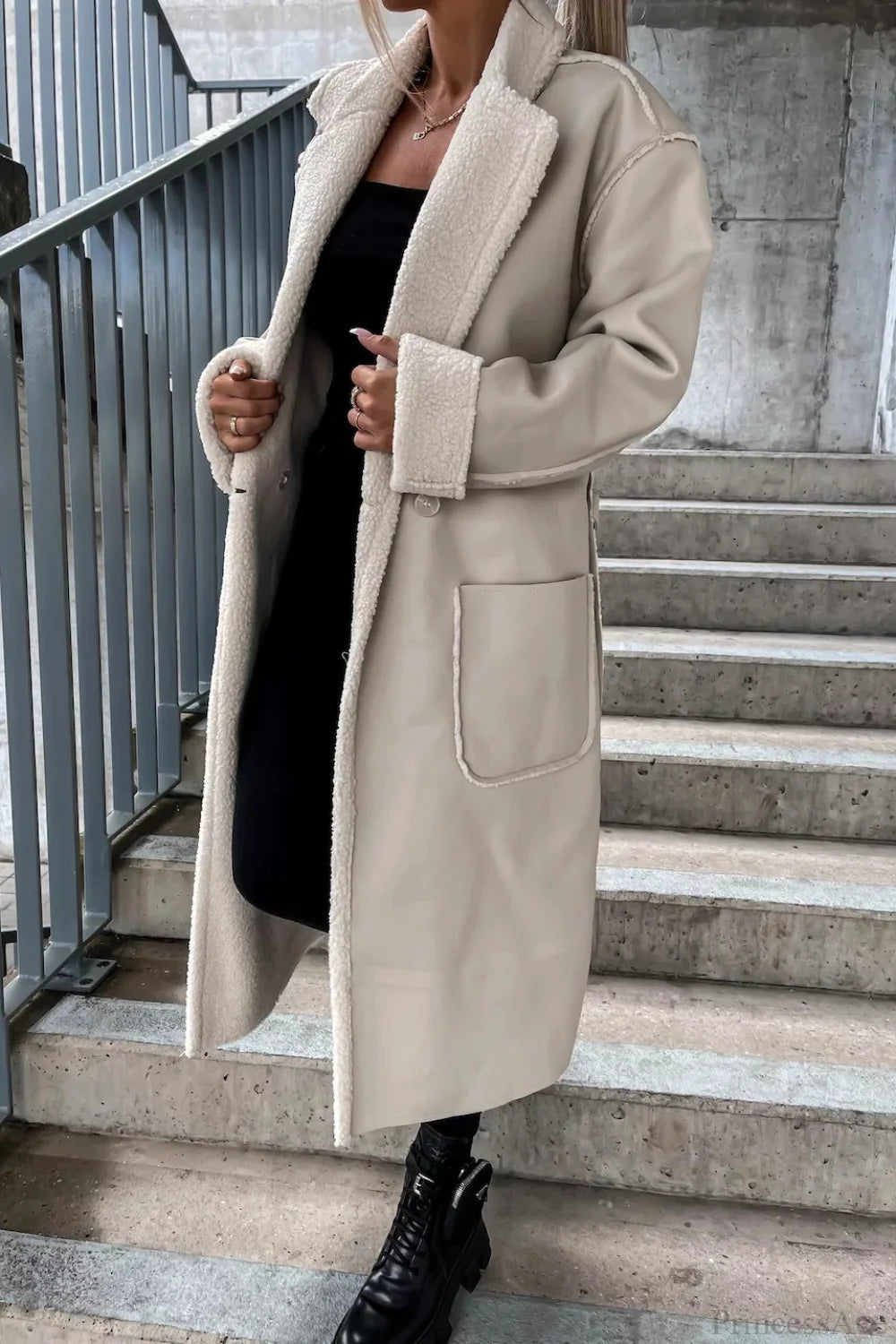 Leather Thickened Trench-Inspired Relaxed Tie Waist Overcoat