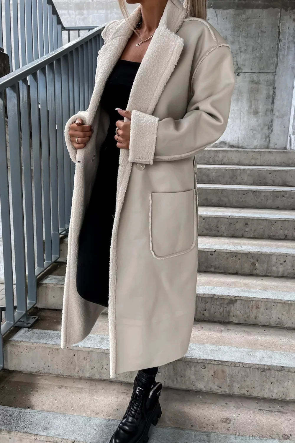 Leather Thickened Trench-Inspired Relaxed Tie Waist Overcoat