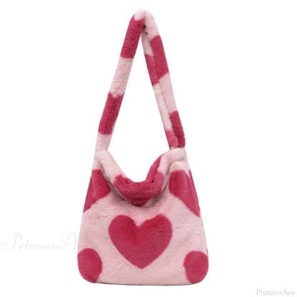 Leopard Love Heart Pattern Underarm Shoulder Bag Red Heart shoulder-250126