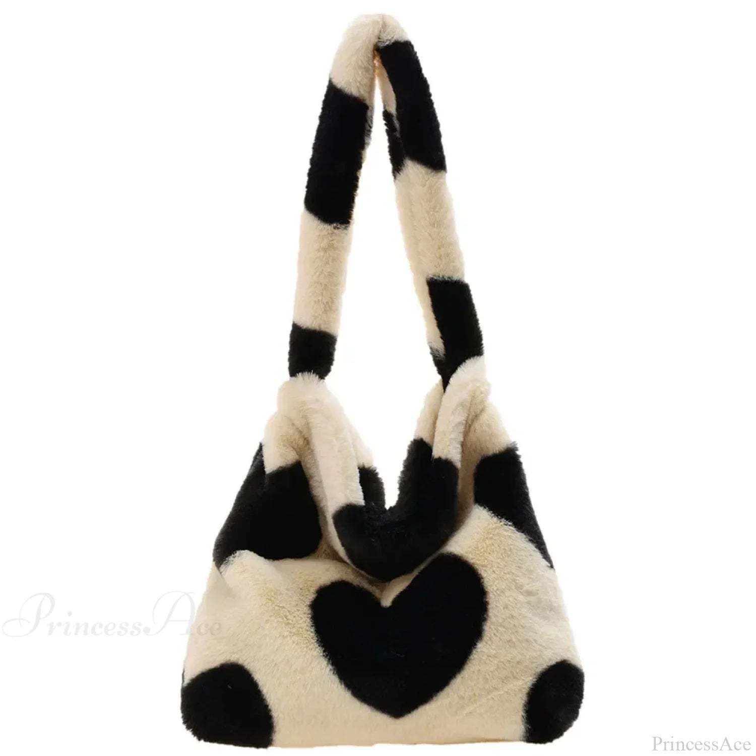 Leopard Love Heart Pattern Underarm Shoulder Bag White peach heart shoulder-250126
